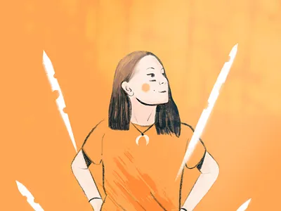 Celebration of Life character design digital illustration digitalart female character illustration jeans life nature necklace orange pose procreate procreate brushes sketch