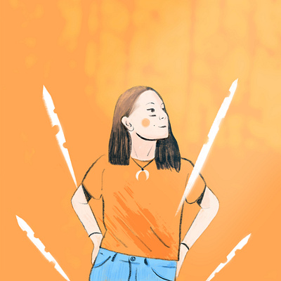 Celebration of Life character design digital illustration digitalart female character illustration jeans life nature necklace orange pose procreate procreate brushes sketch