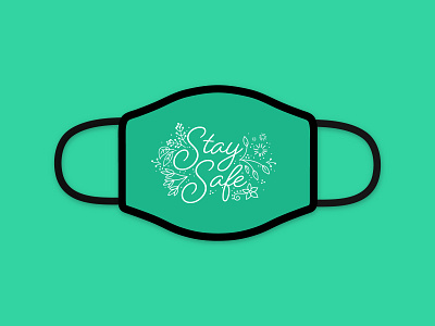 Stay Safe contest design facemask illustration plants quarantine stay home stay safe teal vector