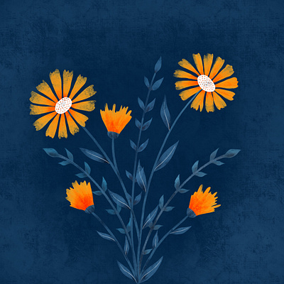 Orange Flowers floral flowers ipadprocreate leaves procreatebegginers procreatedrawing