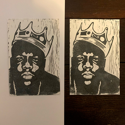 Biggie Smalls - Linoleum Block Print biggie biggie smalls handmade hip hop hip hop hiphop lino print linocut linoleum printmaking