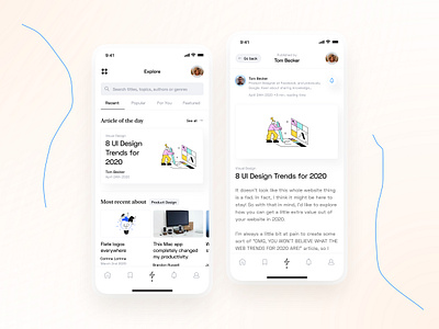 News App - Explore & Detail Page 094 app design blog blog design clean dailyui dailyui 094 medium mobile design mobile ui news news app news articles newsfeed ui ui design