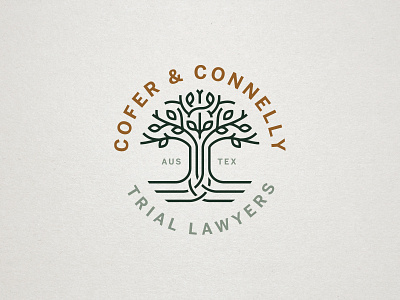Cofer & Connelly Logo Design austin austin texas branding law law firm lawyer live oak tree logo logo design texas texis tree trial