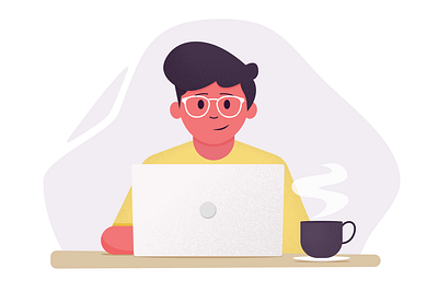 Working From Home flat illustration illustrator texture vector