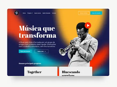 A Blues themed NGO blues branding design flat illustration jazz minimal ui uidesign ux web website