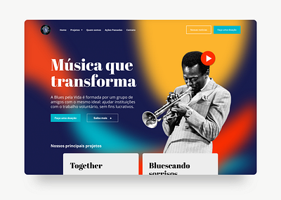 A Blues themed NGO blues branding design flat illustration jazz minimal ui uidesign ux web website