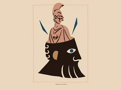Birth of Athena athena color gods greek hand drawn hand lettering illustration minimal myth retro vintage wisdom zeus