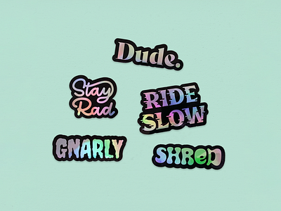 Board Slang | Holo Sticker Pack font hand lettering holographic lettering lingo script slang sticker stickers type typeface typography