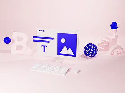 Bling iD: 3D illustration 3d abstract blender branding geometric geometry identity illustration key visual organic pink render set ui ux web web geometry webdesign