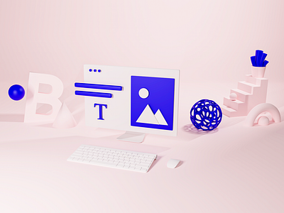 Bling iD: 3D illustration 3d abstract blender branding geometric geometry identity illustration key visual organic pink render set ui ux web web geometry webdesign