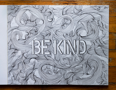 Be Kind be kind black and white drawn faber castell illustration lines linework palkev pen and ink sketchbook