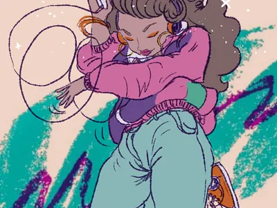 nineteeeze 90s dancer illustration walkman