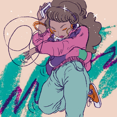 nineteeeze 90s dancer illustration walkman