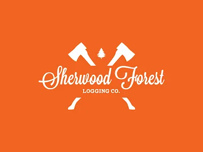 Sherwood Logging axe branding cut design forest graphic design logger loggia logging logo orange robin robinhood sherwood tree vector