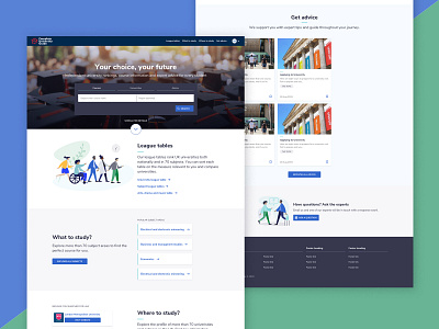 The Complete University Guide Home page illustration interface design ui ux