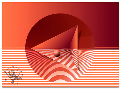 Basic Forms No 7 in Orange I callmefafa circle illustration kolmio kuvitus madeinaffinity orange oranssi pallo pyramid raidat stripes ympyrä