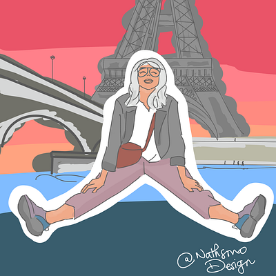 An Influencer in Paris design flat illustration influencer paris pastel procreate sitting sketch sticker