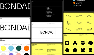 BONDAI Brand Identity pt 2 branding branding design business card guidelines iconography icons identity incubator letterhead paper system product system tech tech logo typography visual identity