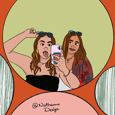 Mirror Selfie cartoon design flat girls illustration illustrator mirror pastel procreate profile selfie selfies simple tropical