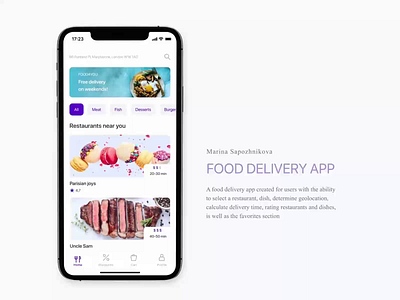 Food delivery app video animation app app design delivery design food food delivery food delivery app food delivery service interface interface design ios ios 13 ios app design mobile mobile app mobile app design ui ux video