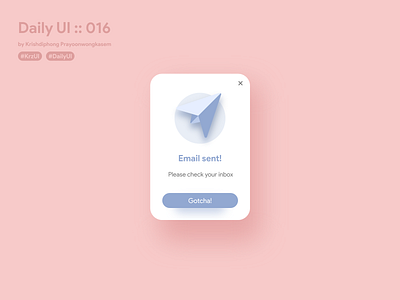 Email sent pop-up #dailyui #016 app application dailyui design email icon illustration light overlays pantone popup rose quartz sent serenity shadow ui userinterface vector website