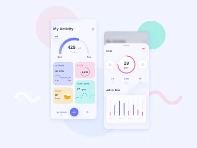 Health Control Basic UI Kit activity app calendar chart dashboad health mobile sketch ui
