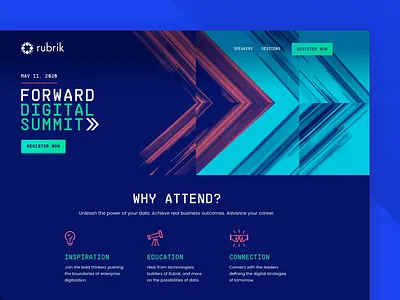 Rubrik Forward Digital Summit • HomePage cloud cloud management conference design event event website foraward homepage live marketing principle rubrik security summit transition trasnformation ui ux work