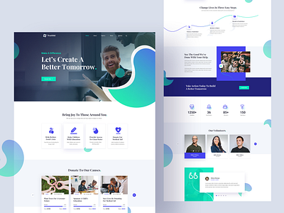 TrustAid Charity - NonProfit Fundraising Website app branding charity crowd funding crowdfunding design icon illustration template theme web