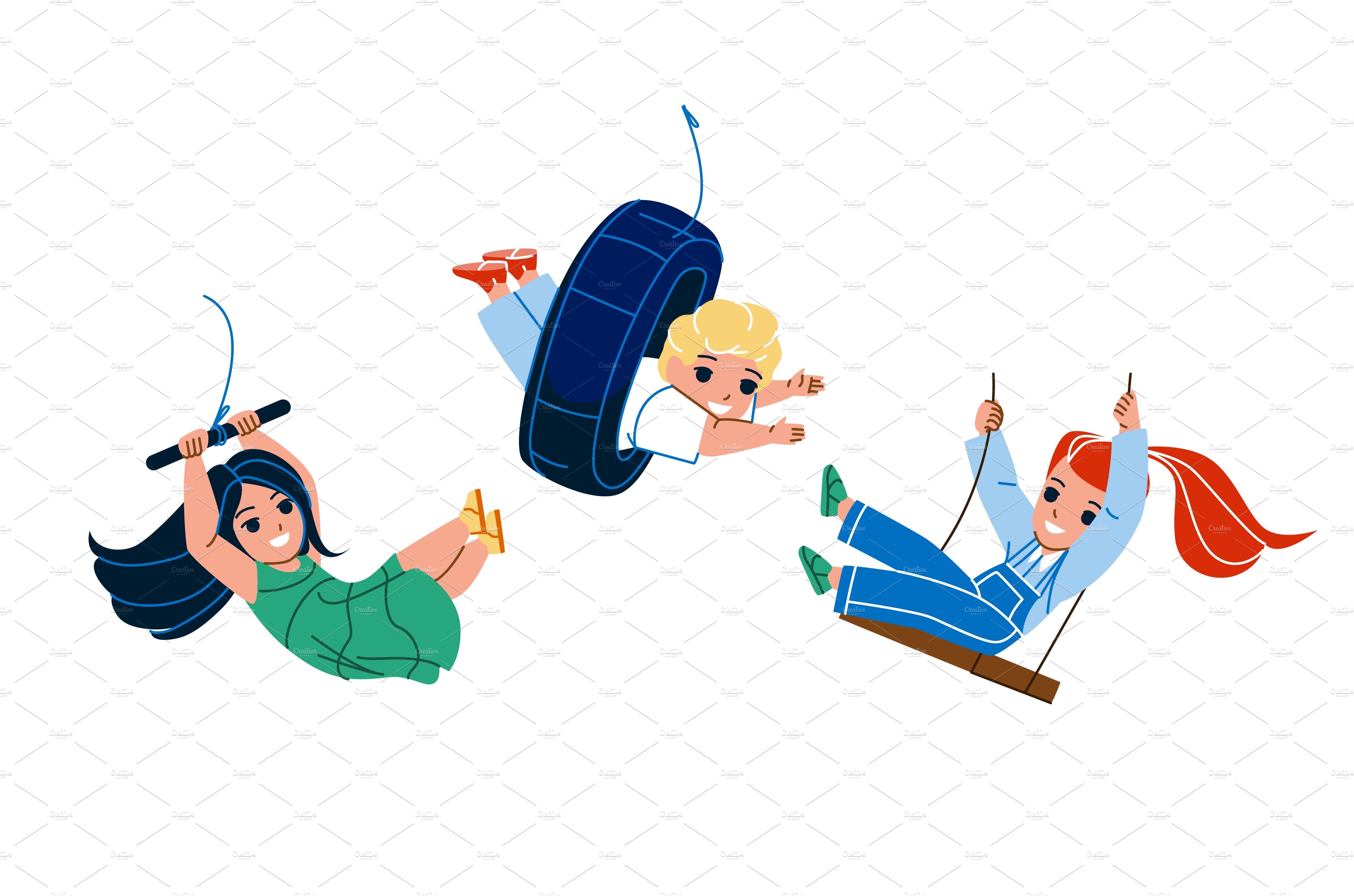 Boy And Girl Swinging On Swing And by Pikepicture on Dribbble