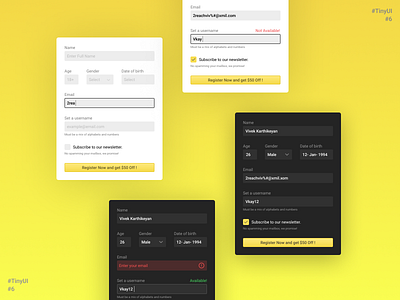 TinyUI #6 alert button email error form form design form field input field profile username