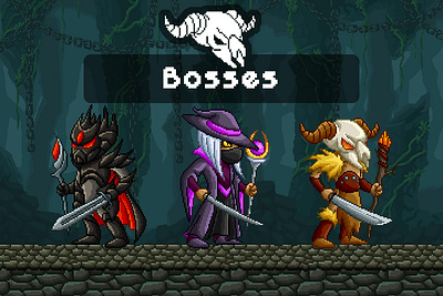Bosses Pixel Art 2D Sprites 2d character enemies fantasy game assets gamedev indie game monsters pixel art pixelart platformer rpg sprite