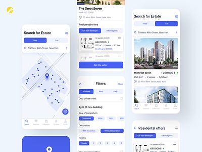 Mobile app design android application app app design blue and white design estate agency interactive design ios app design real estate real estate design ui ux user friendly ux