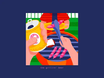 Thats A Good Beer #3 bbq beer burger illustration series yard