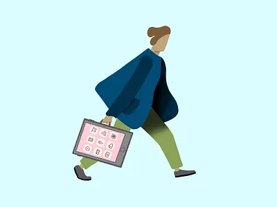 Phone Briefcase briefcase business flat illustration illustration jacket phone product illustration walking