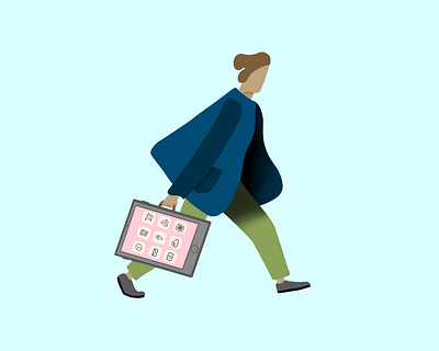 Phone Briefcase briefcase business flat illustration illustration jacket phone product illustration walking