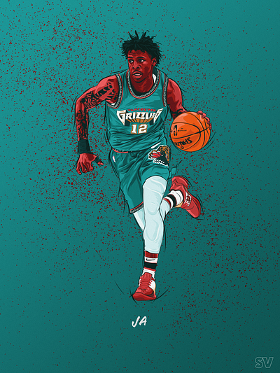 Ja Morant. NBA Illustration 2020 artwork design drawing flat illustrator nba photoshop poster vector visual identity