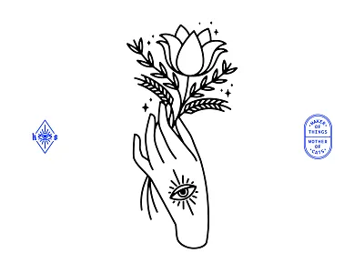 Personal brand update badge branding design evil eye eye flowers graphic design hamsa hand illustration lettering lock up logo lotus tarot type typography vector