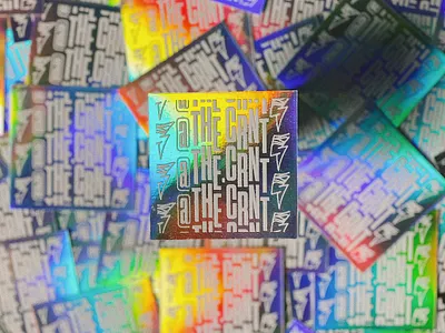 Holographic Stickers IRL! branding holographic holographic foil icon icon design identity illustration lettering lightning lightning bolt logo logo design typography vector