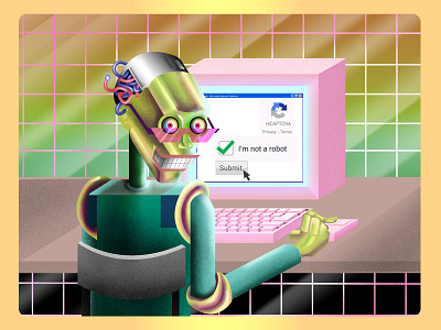 Passing the test digital art digitalart illustration illustrator internet popsurrealism robot robots surrealism vaporwave