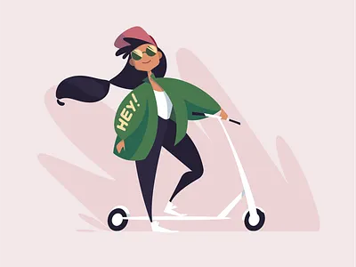 Scooter time design flat illustration vector