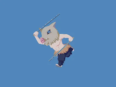 Inosuke | Illustration blue demon slayer flat design illustration inosuke kimetsu no yaiba