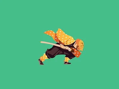 Zenitsu | Illustration anime demon slayer flat design illustration kimetsu no yaiba manga zenitsu