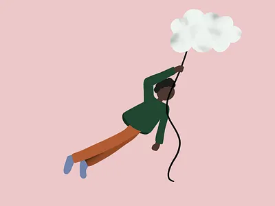Carried by a Cloud cloud flat illustration floating illustration product illustration