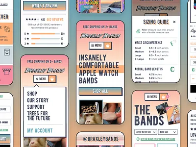 Braxley Bands - Mobile Site 1980s apple watch e commerce ecommerce ecommerce design funk nostalgic typogaphy ui ux