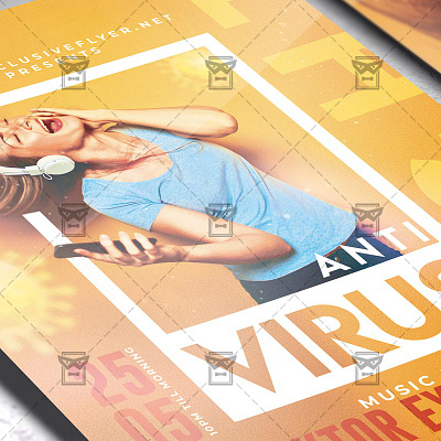 Anti Virus Night - Flyer PSD Template together at home