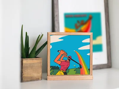 Sunday art color fathers day golf golf ball golf club golf course illustration print rainbow sunday