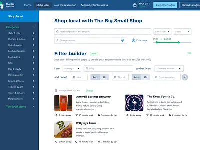 The Big Small Shop redesign with custom filter builder conditional lists design ecommerce filter builder filter ui redesign redesigned tailwind tailwindcss tailwindui ui ui design web web design webdesign