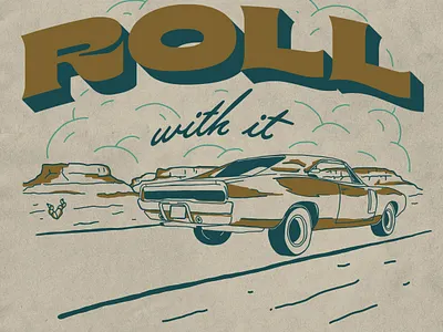 Just Roll With It car colorado denver desert illustration illustration art vintage car western