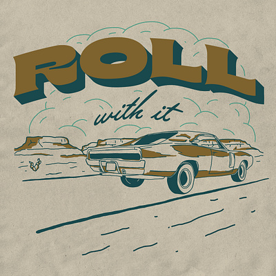 Just Roll With It car colorado denver desert illustration illustration art vintage car western