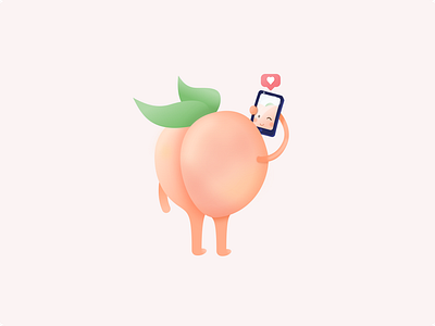 Influencer fruit illustration peach selfie